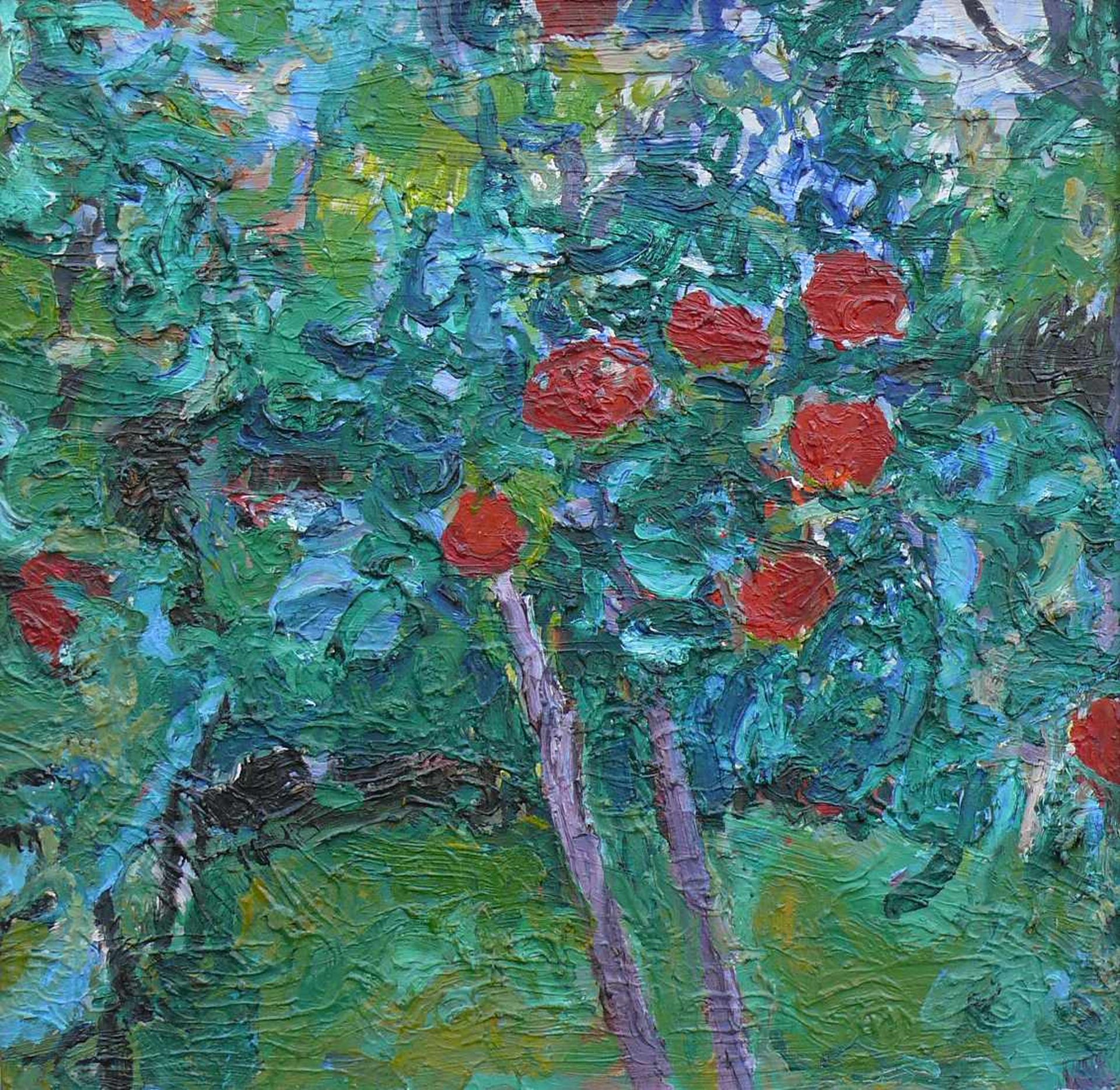 Wais, Alfred (1905 Birkbach/Stuttgart - 1988 Stuttgart) "Rote Äpfel am Baum I"; ÖL/ - Bild 2 aus 3