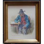 Krämer, Peter II (1857 Philadelphia - 1936 Dießen) "Alter Mann" auf Holzstuhl an einem Tisch