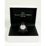 IWC-Damenarmbanduhr Modell "DA VINCI"; Stahl; mit Lederband; Ref.-Nr. A 3574; Quartz; Original-Box