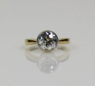 Solitär-Diamantring 14ct GG; mit Solitär-Diamant von ca. 1,75ct in Platinfassung; ca. W-SI;