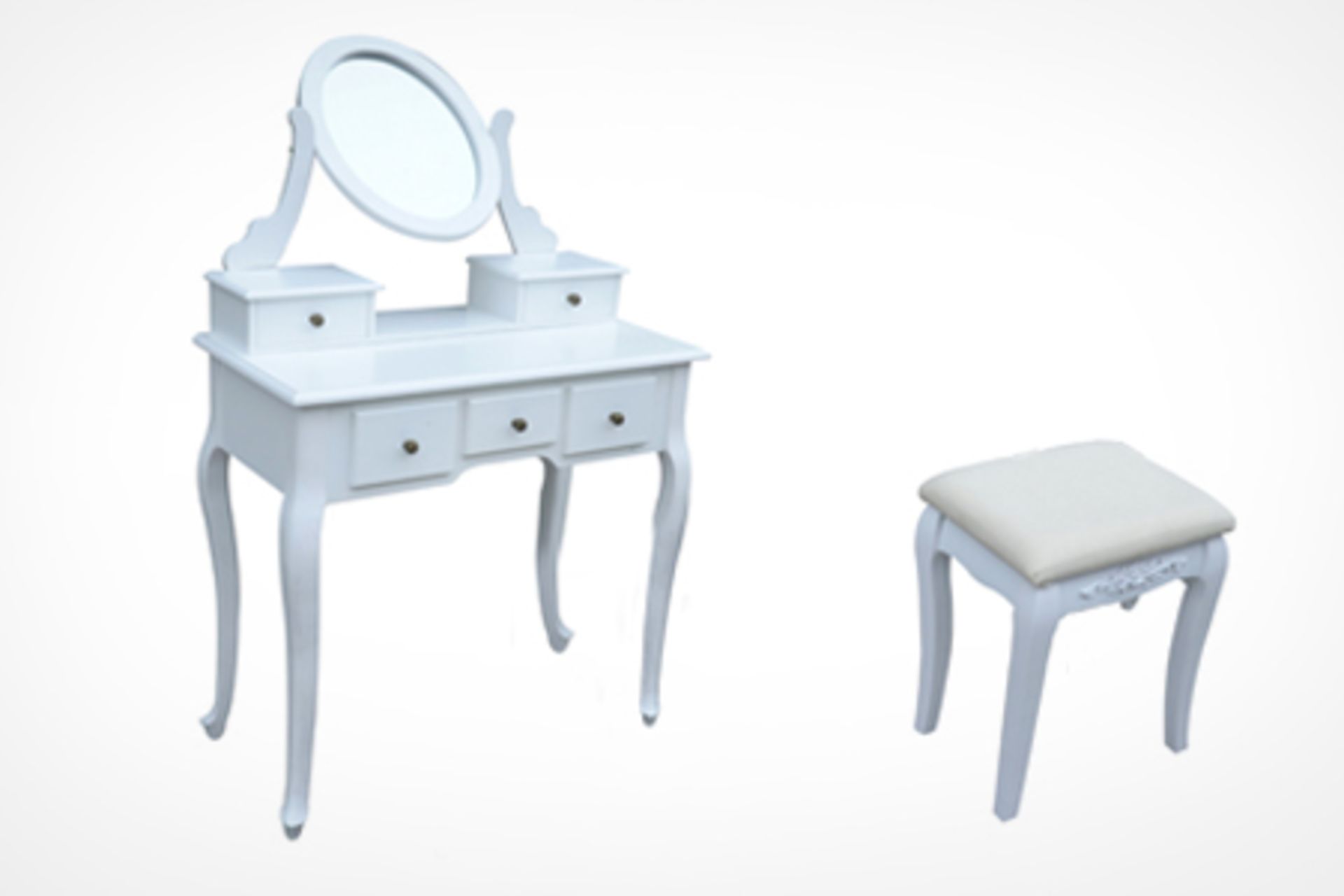 MIRRORED DRESSER & STOOL