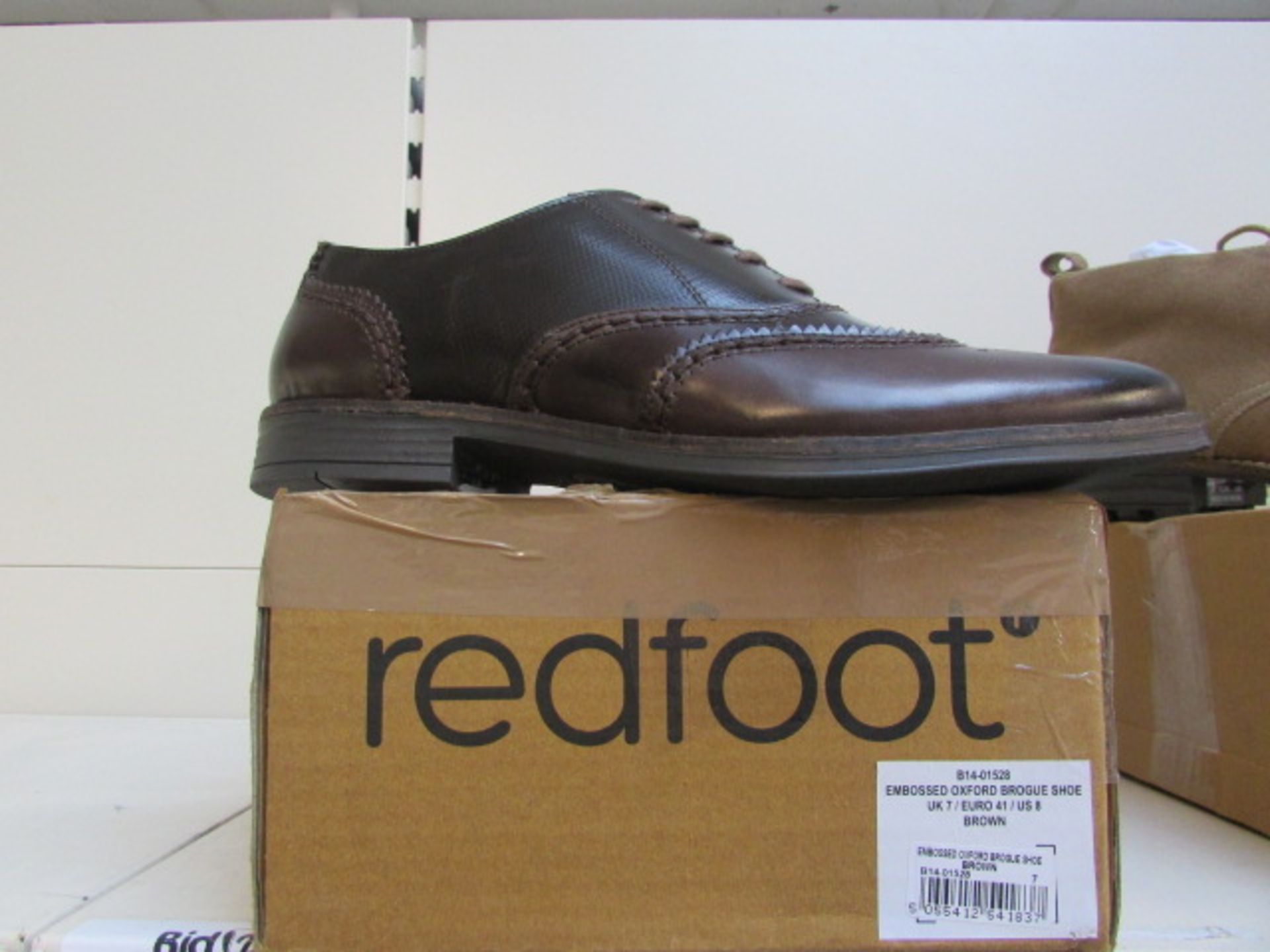 Redfoot Leather Embossed Brown Oxford Brogue Lace Up Gents Shoes Uk 7 Rrp £140 Size : 7