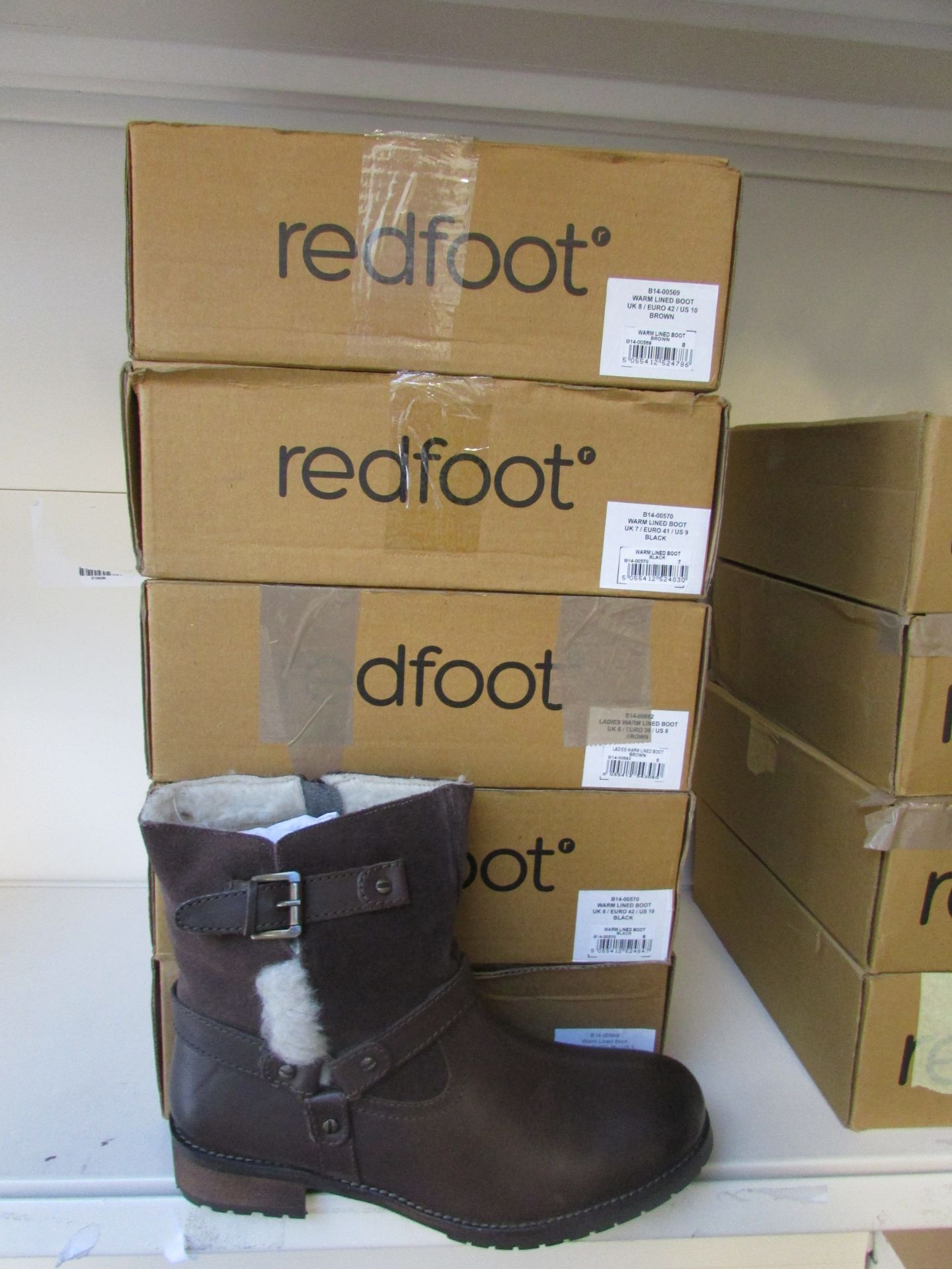 5 X Redfoot Warm Lined Boots Black & Brown  Sizes: 8,7,6,8,3