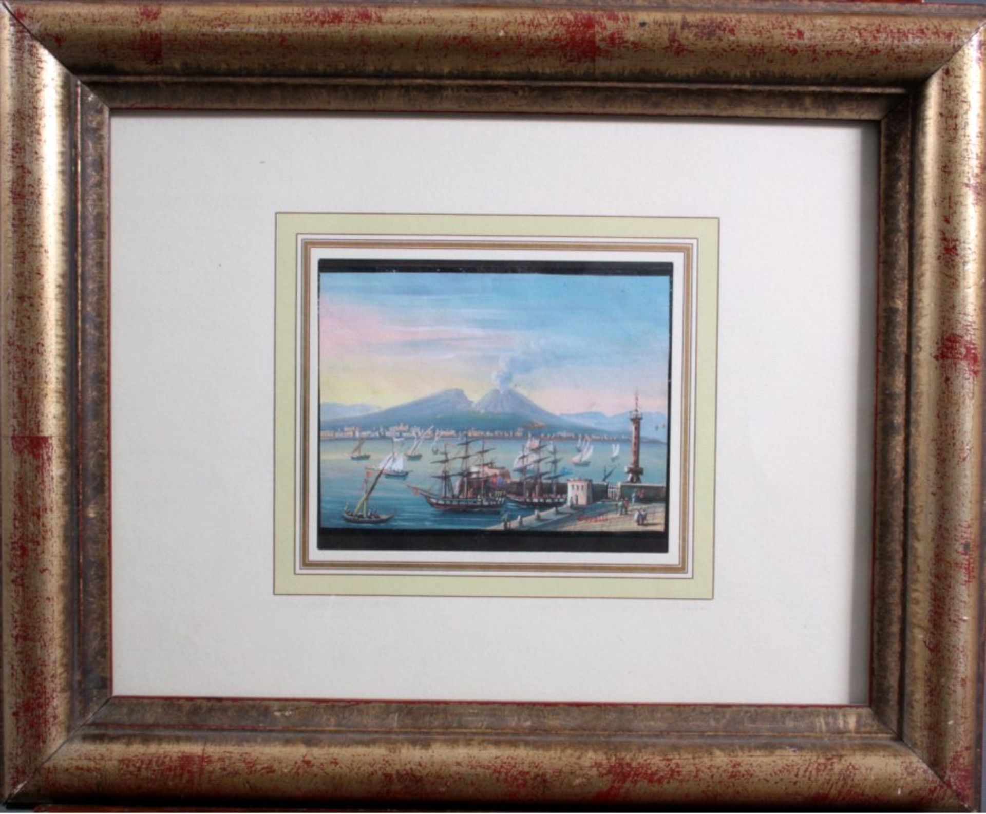 Augusto Corelli 1853-1910, Ansicht vom Golf von NeapelAquarell/Papier, unten rechts signiert, hinter - Image 2 of 4