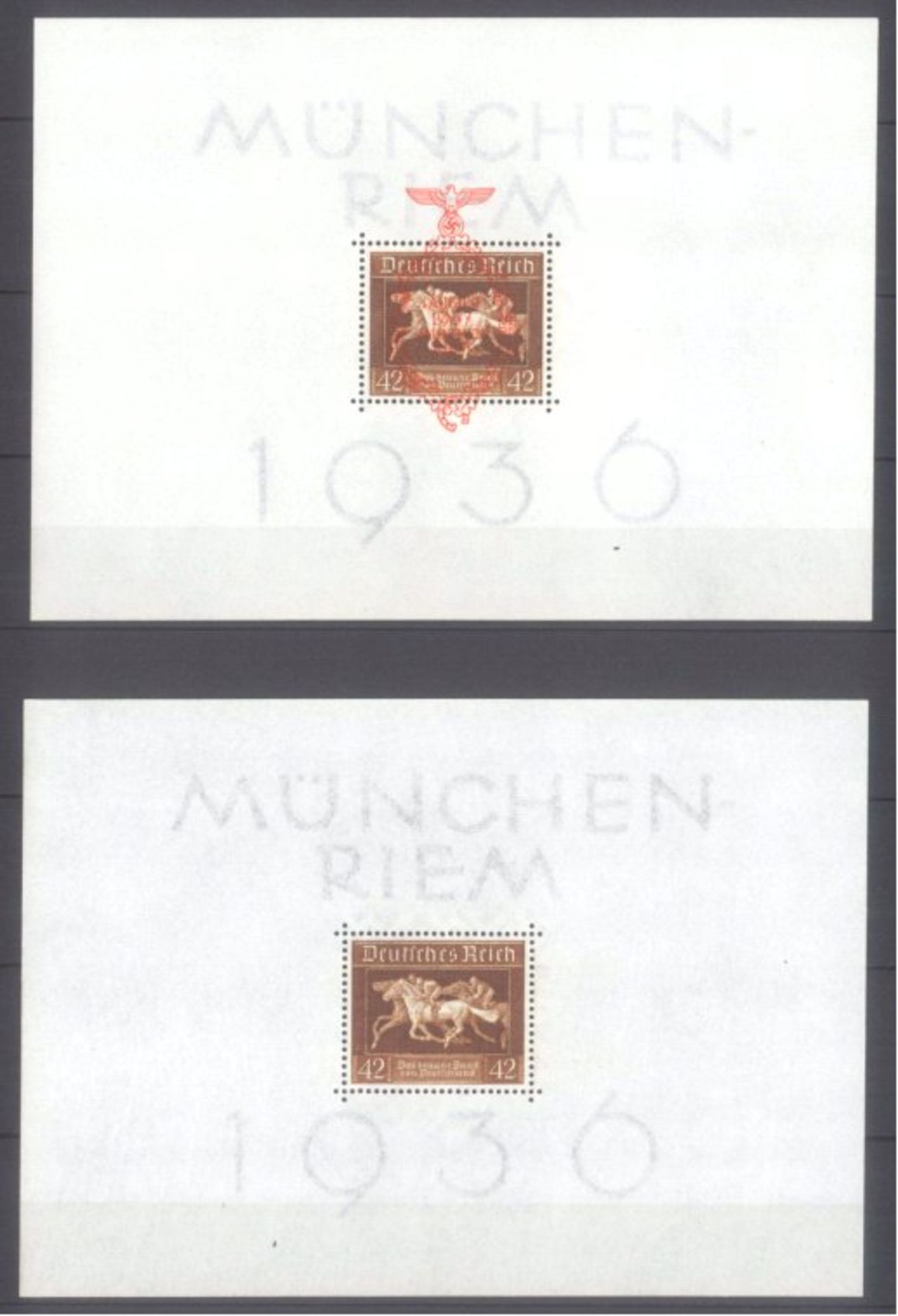 1936/37 III. Reich, Die 2 MÜNCHEN-RIEM-BLOCKSMichelnummern Block 4 und 10, je postfrisch Luxus, je