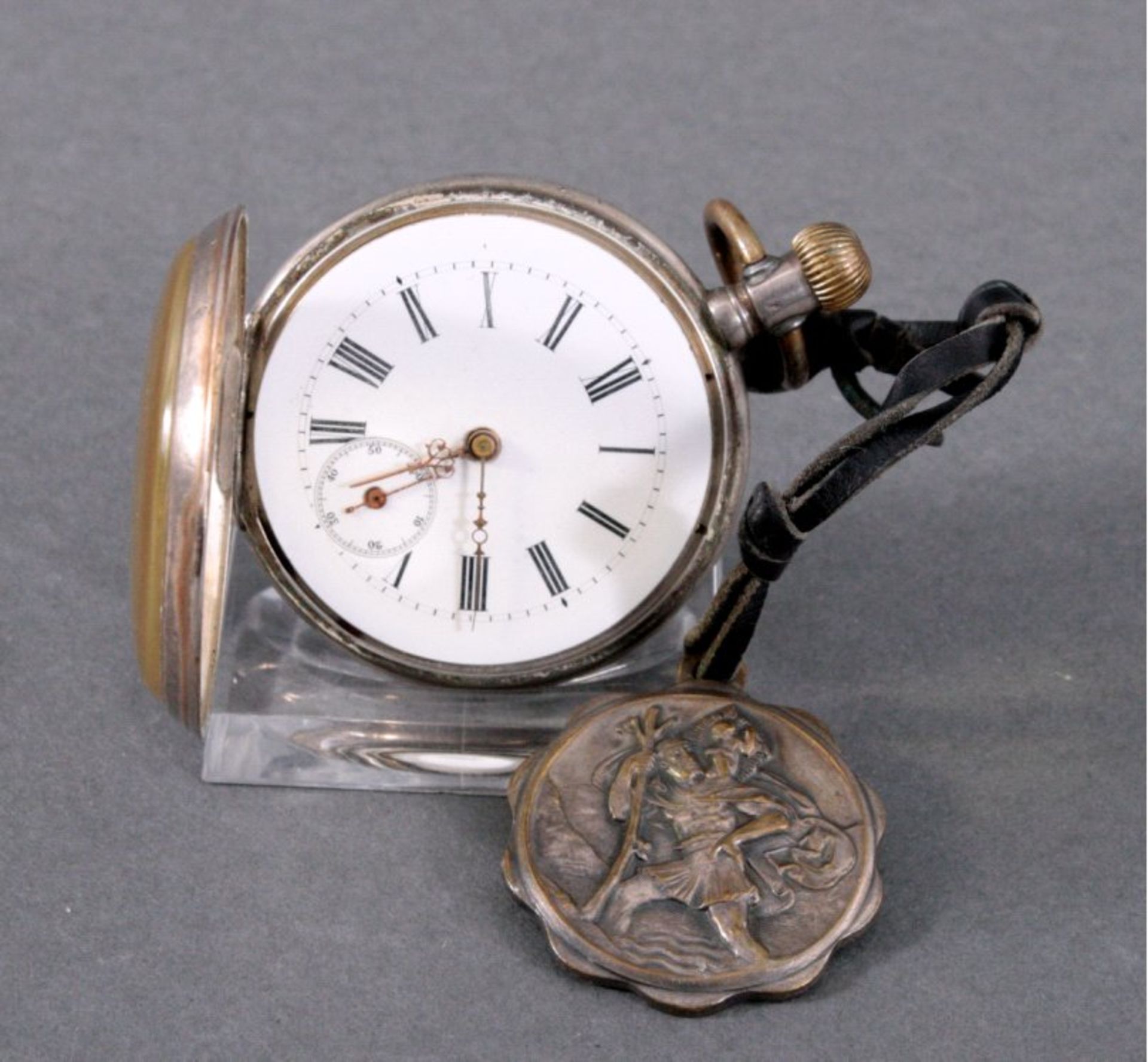 Silberne Taschenuhr um 1900, Herst. Bäumer u. Cie.Deutsche Punze, 800er Silber, Emaillezifferblatt - Bild 2 aus 2