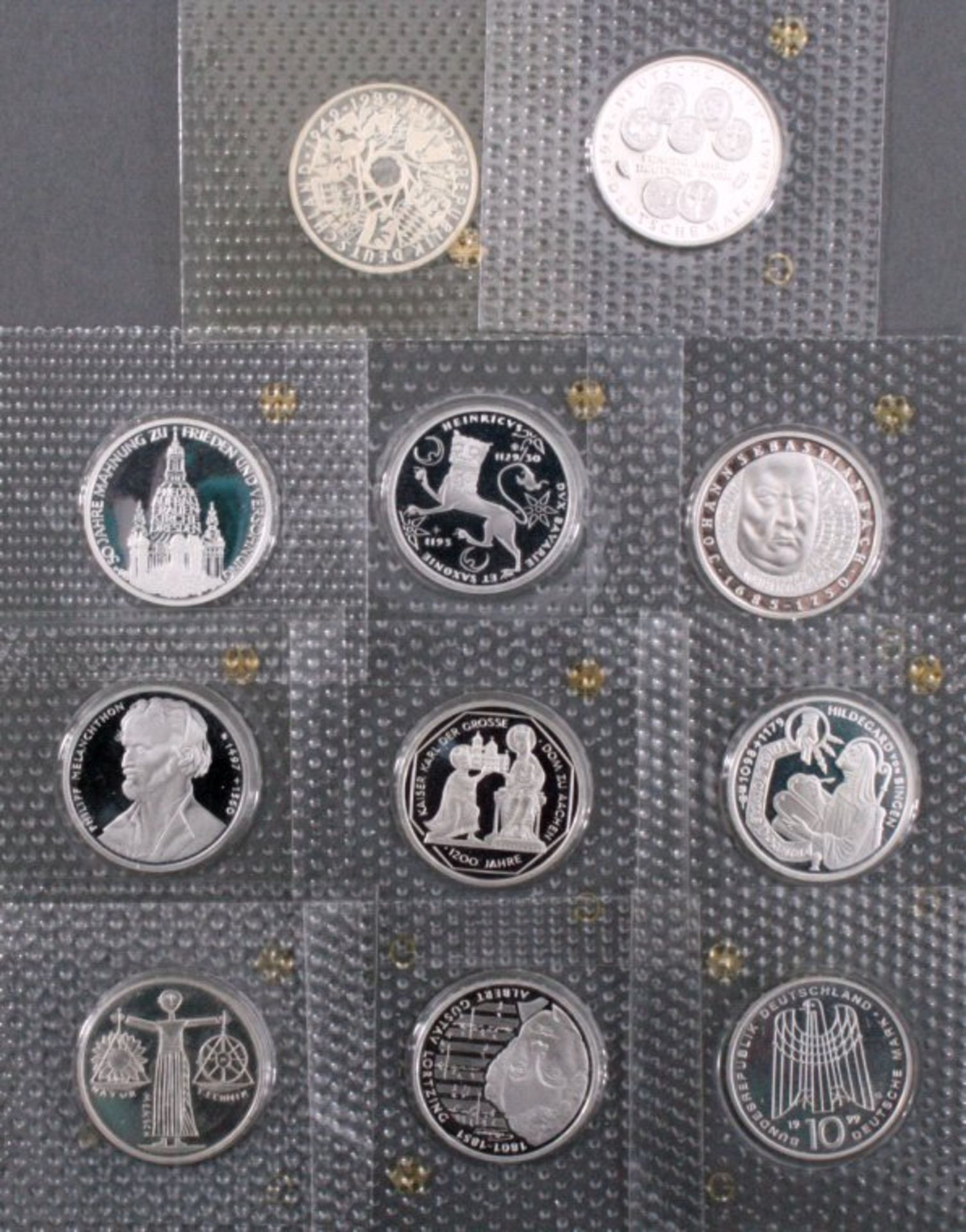 11 Stück 10 DM Gedenkmünzen pp.Hildegard von BingenDom zu AachenMelanchtonSOS Kinderdörfer50 Jahre
