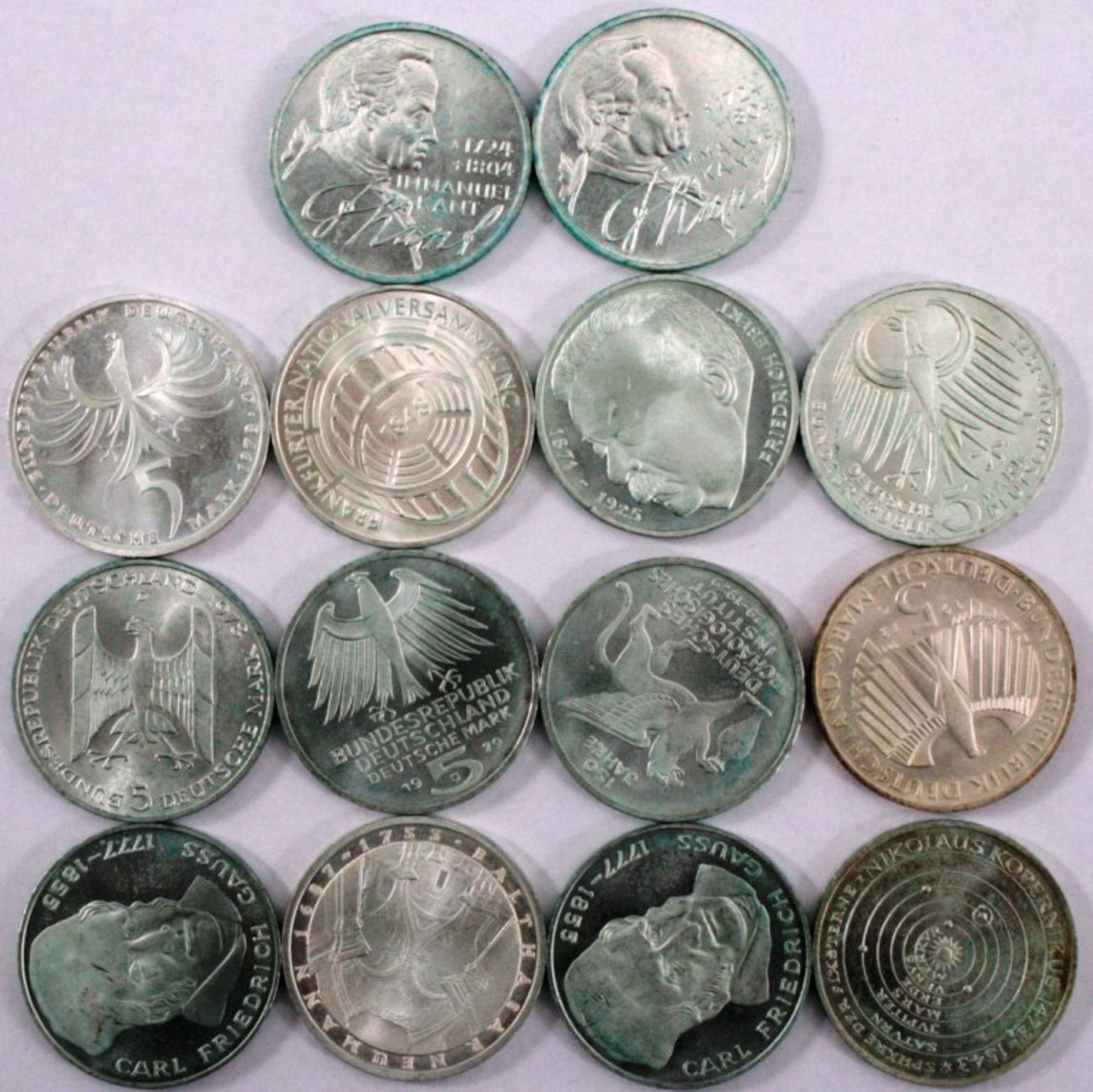 14 Silber 5 DM Gedenkmünzen2 Kant 19741 Kopernikus 19732 Gauss 19772 Neumann 19782 Archäologisches