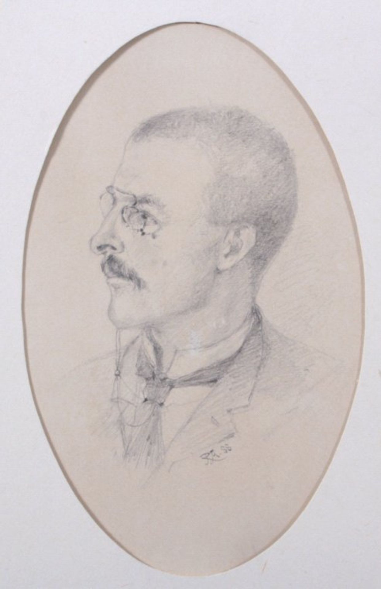 Heinrich Rudolf Armbruster (1862-?)Herrenportrait, Bleistiftzeichnung, signiert und datiert 88,verso