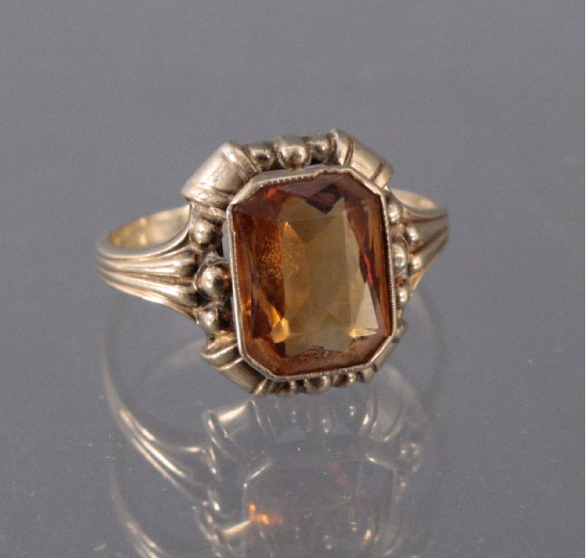 Damenring 8 kt Gelbgold mit facettiertem BeryllRingsgröße 54, ca. 2 g