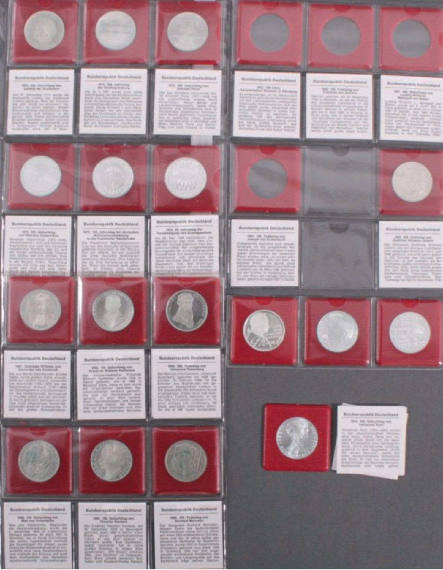 17 Gedenkmünzen 5 DMLeibniz, Humbolt, Raiffeisen, Gutenberg, Pettenkofer,Fontane, Mercator,