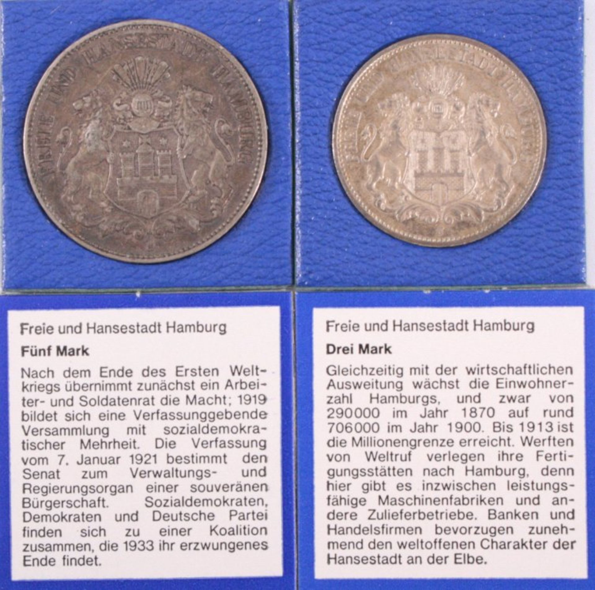 2 Münzen Kaiserreich, HamburgHamburg 5 Mark 1903Hamburg 3 Mark 1911