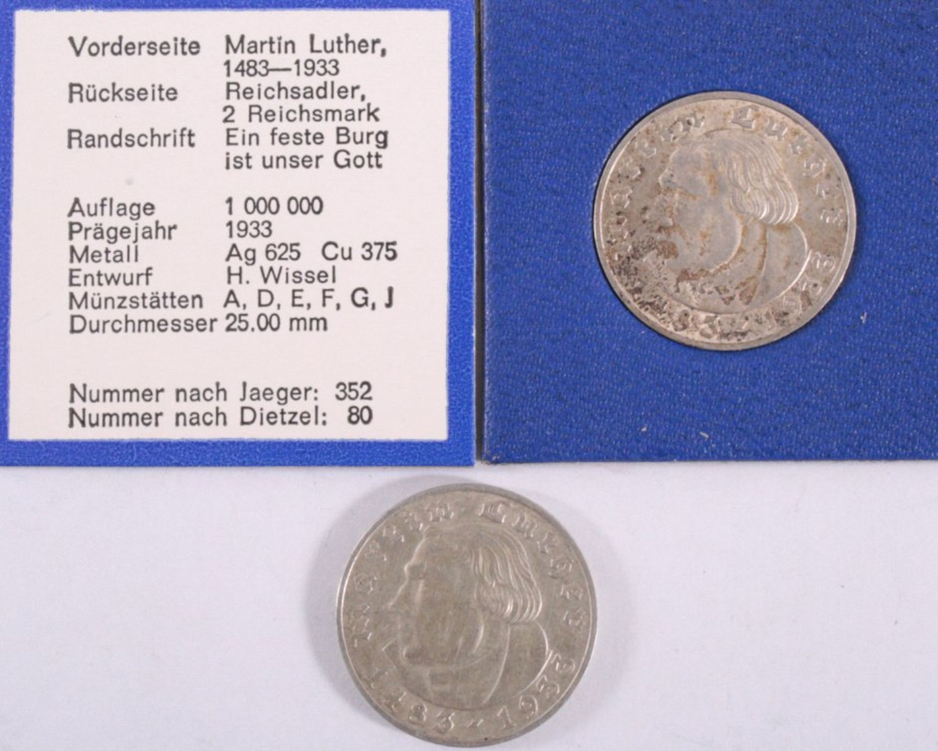 2 x 2 Reichsmark Luther 1933, DJ. 352