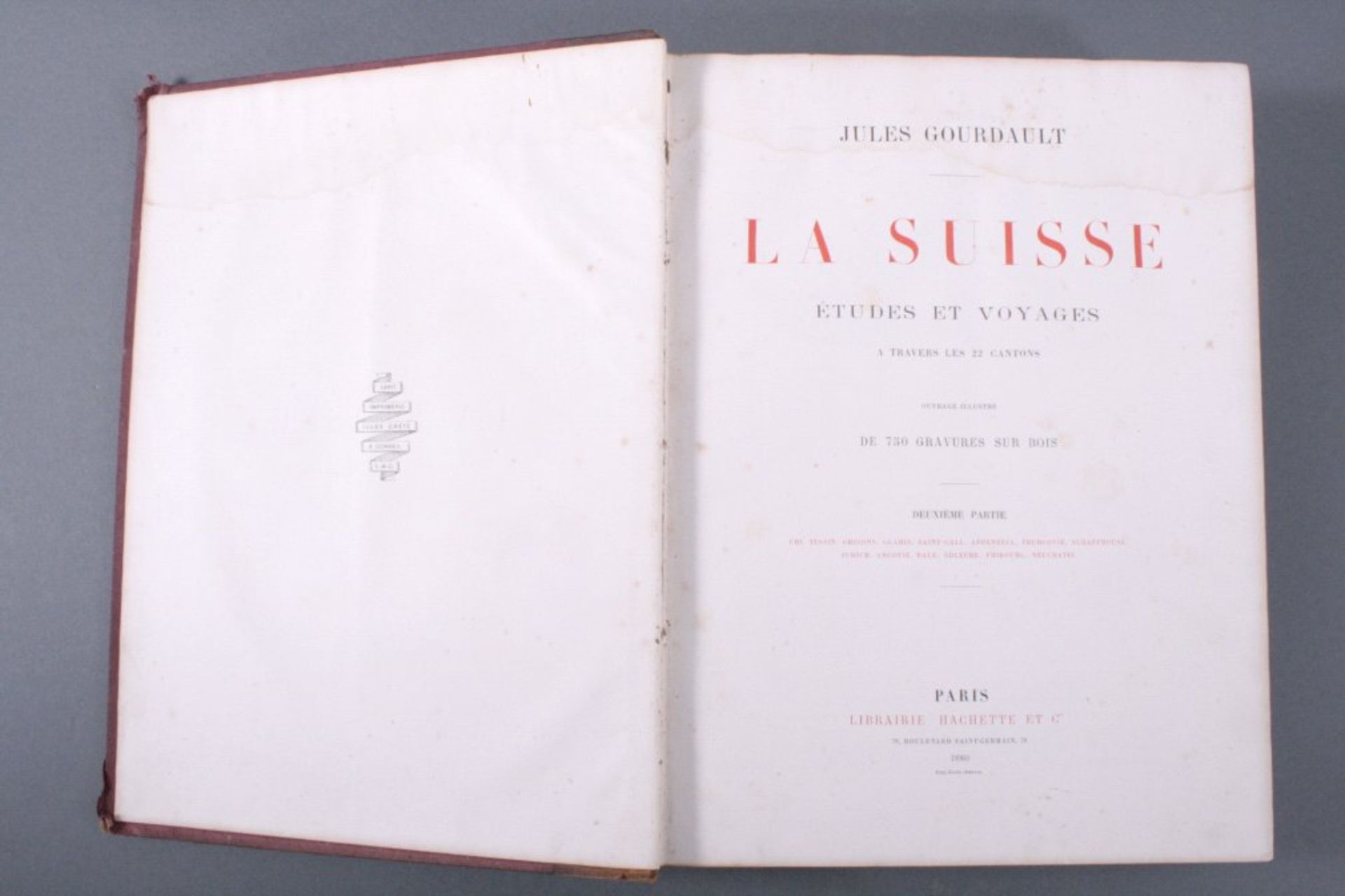 La Suisse, études et voyages a travers les 22 cantons,mit 750 gravures sur Bois, Paris Libraire - Bild 2 aus 4