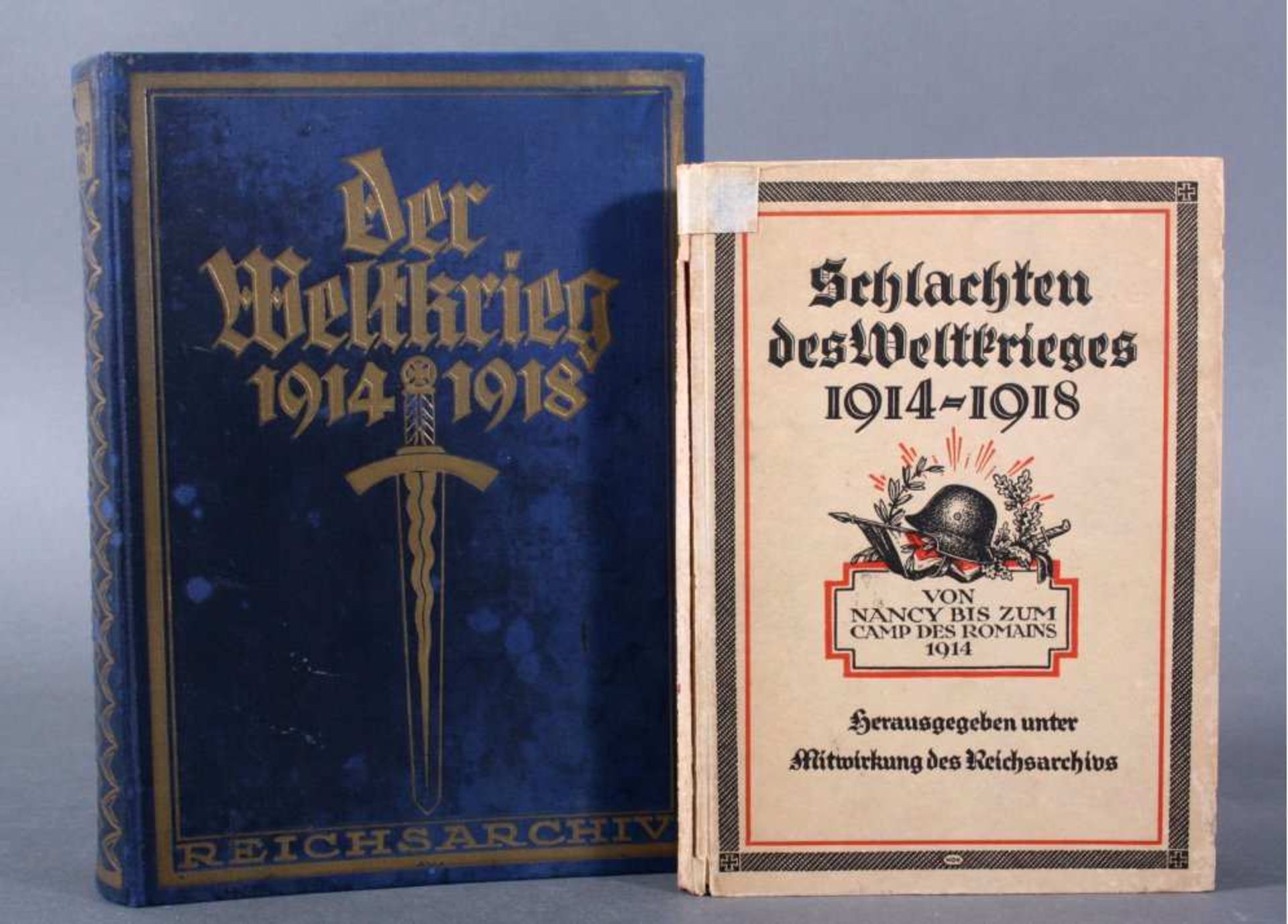 2 Bücher - Militaria1x Reichsarchiv. Der Weltkrieg 1914 - 1918. Erster Band. DieGrenzschlachten im