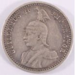 1/4 Rupie 1898, Deutsch-OstafrikaSilber, 2,92 g, J 711, ss. Mit Münzpaß MDM