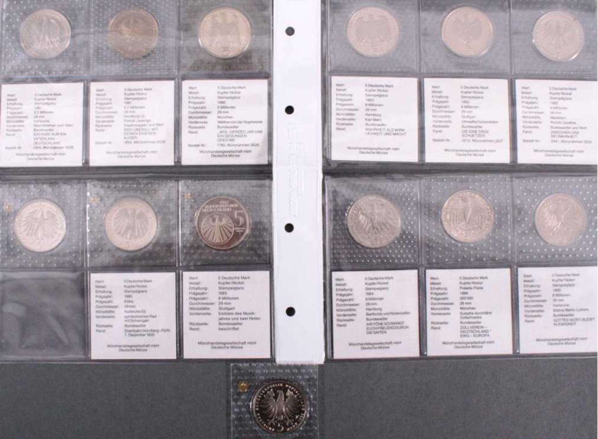 13 x 5 DM Gedenkmünzen pp orginal verschweißtVogelweide, Lessing, vom Stein, Goethe, Umweltschutz,
