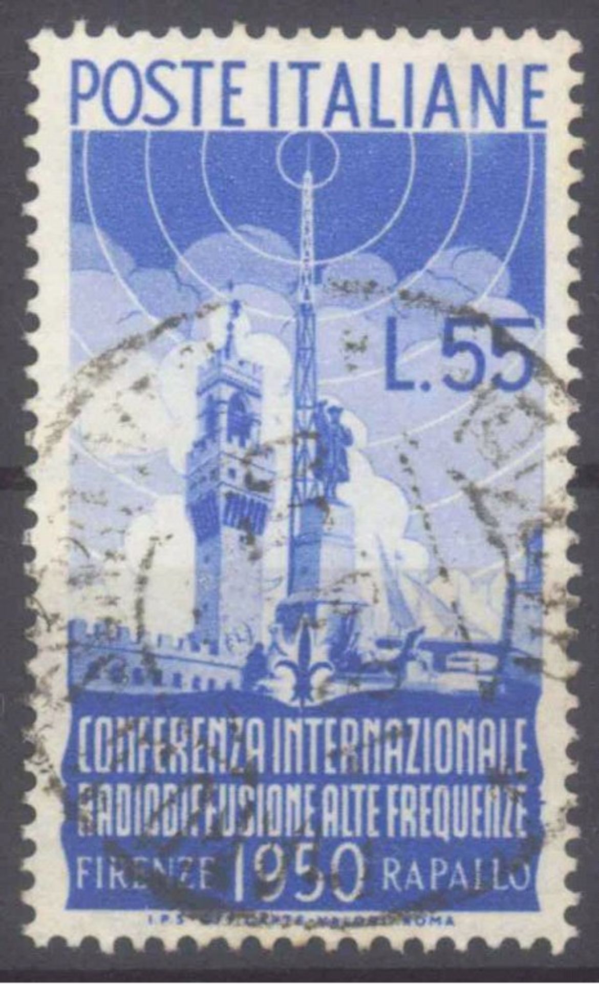 1950 ITALIEN, RadiokonferenzHöchstwert, Michelnummer 797, zentrisch rundgestempeltPracht,