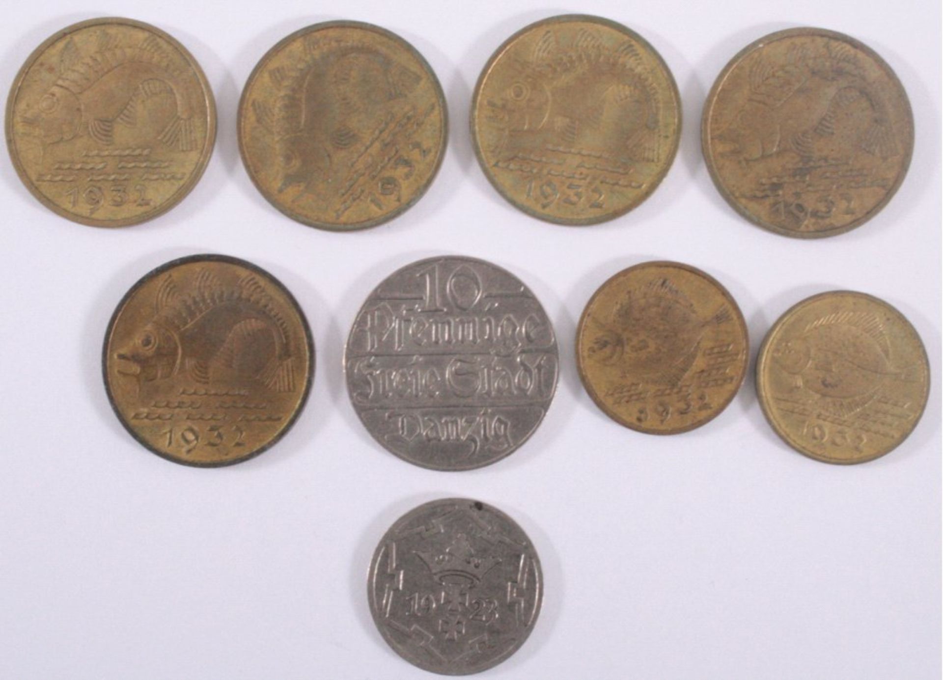 Danzig1x 5 Pfennig 1923, Jäger D4, ss.1x 10 Pfennig 1923, Jäger D5, ss.1x 10 Pfennig 1932, Jäger