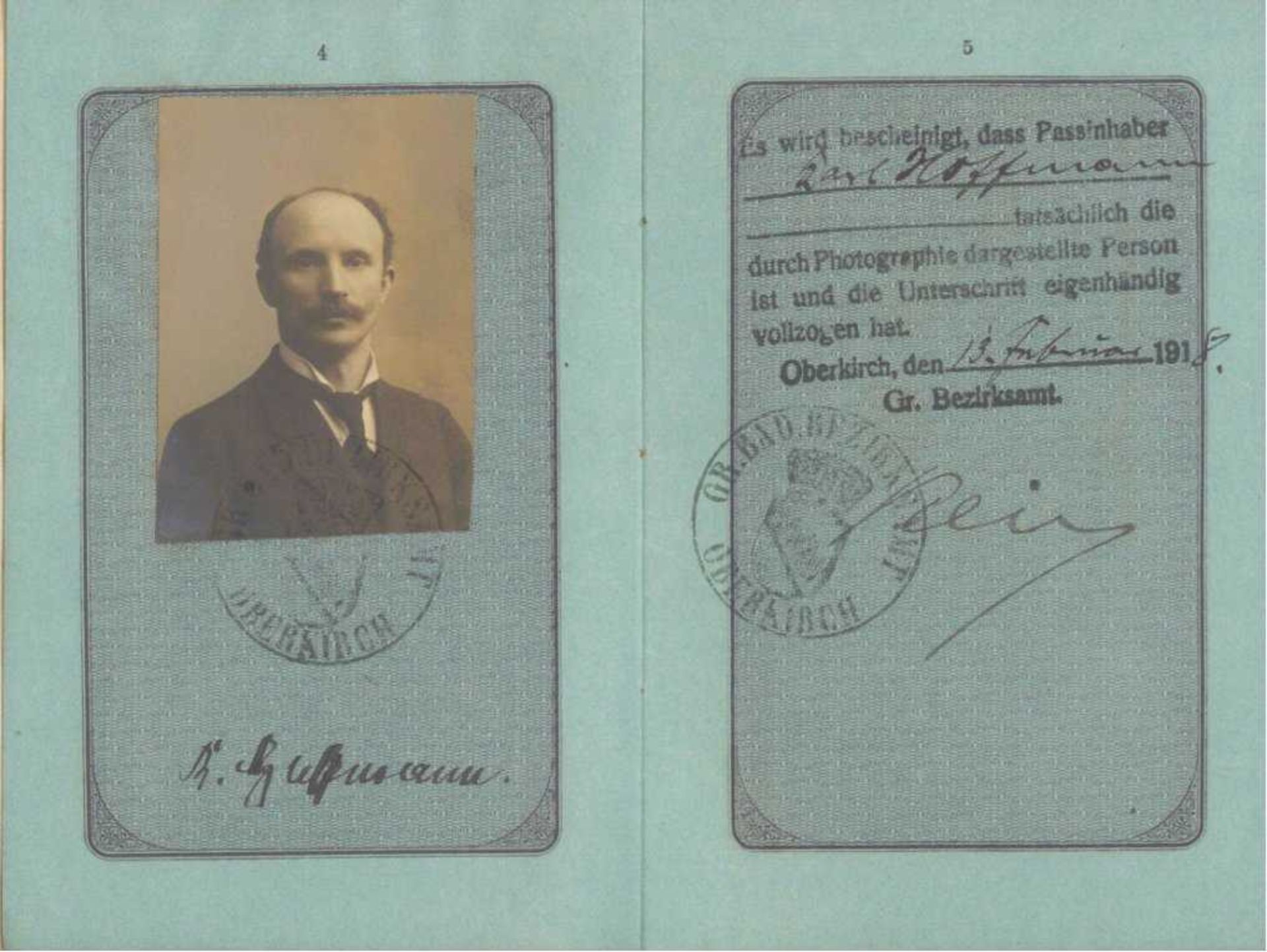 1919 GROSSHERZOGTHUM BADEN; Reise-Pass, OPPENAUReise-Pass des Deutschen Reiches, Inhaber der Notar - Image 3 of 3