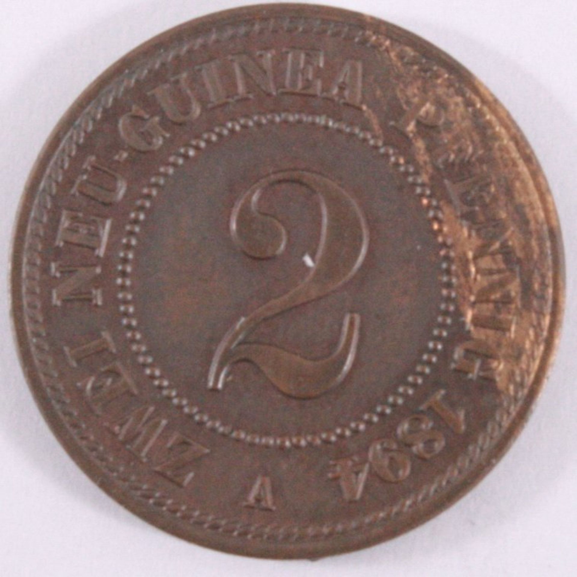 2 Neu - Guinea Pfennig 1894 AKupfer, Auflage 250 000, 3,33 g, J 702, ss/vzgl. Mit MünzpaßMDM