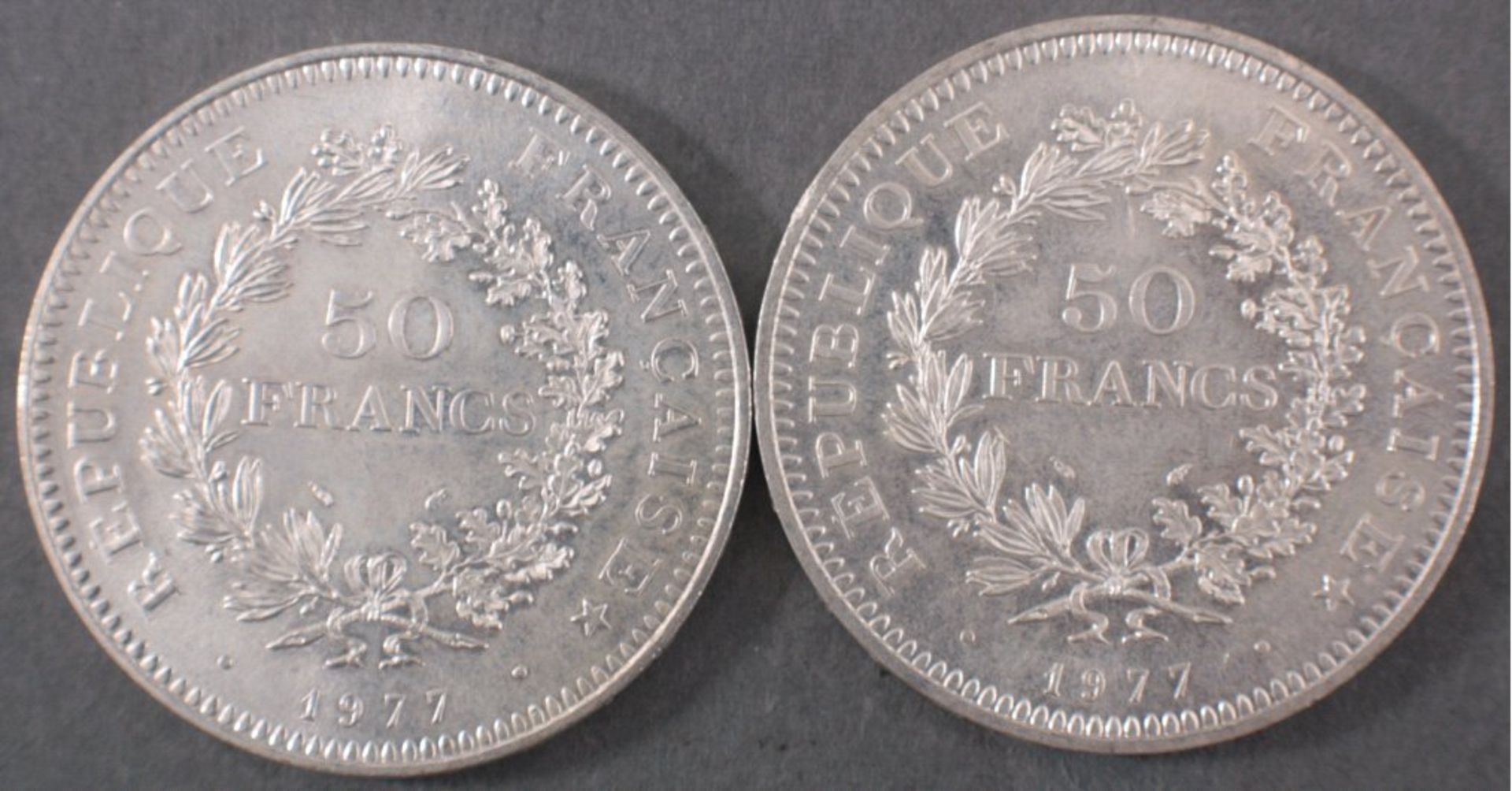 2 x 50 Francs SilbermünzeZusammen 60,1g Silber - Bild 2 aus 2