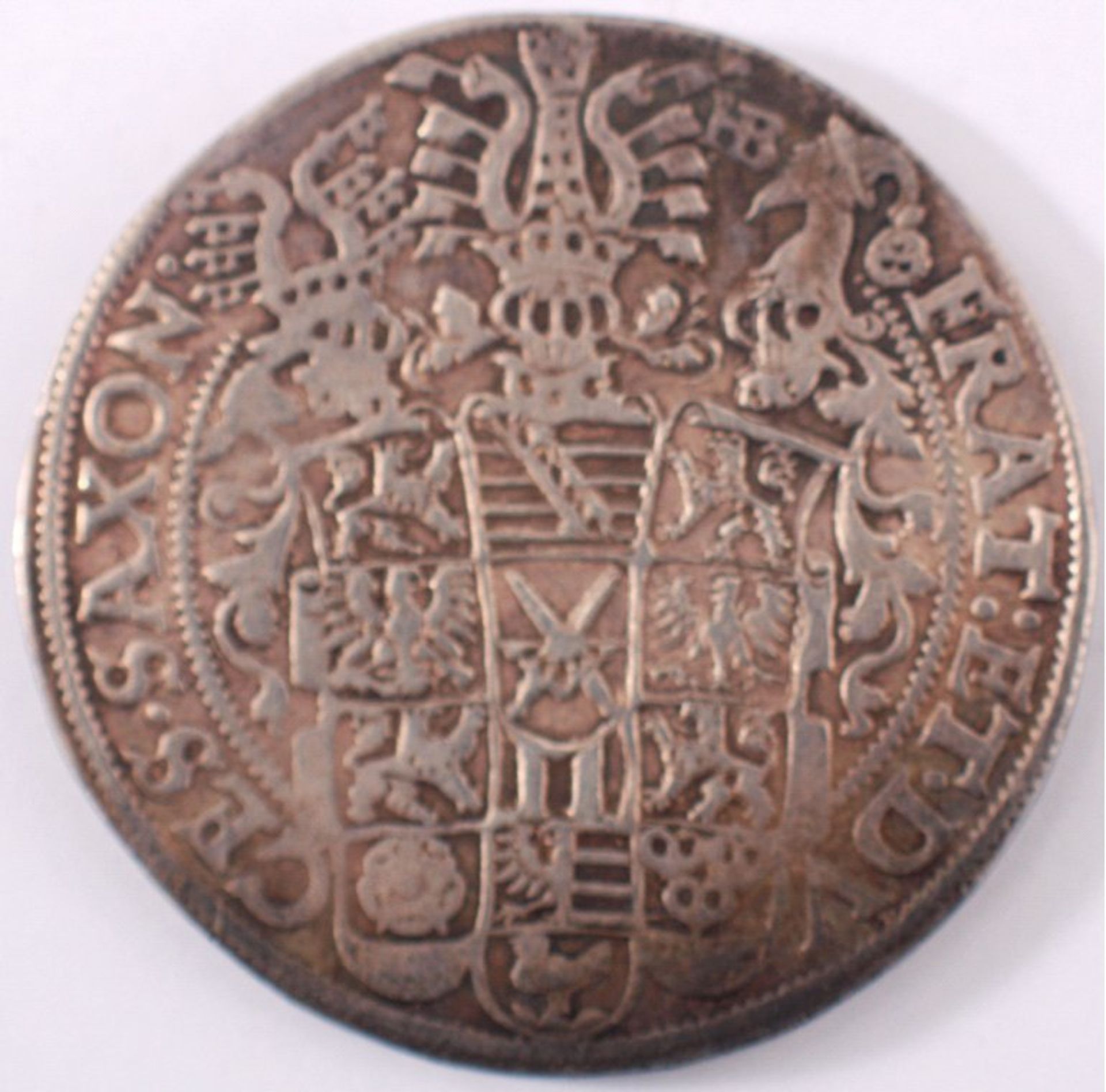 Münze, Sächsischer Dreibrüdertaler, 1597Münze, Sächsischer Dreibrüdertaler, 1597, Gewicht: ca.29,1g, - Bild 2 aus 2