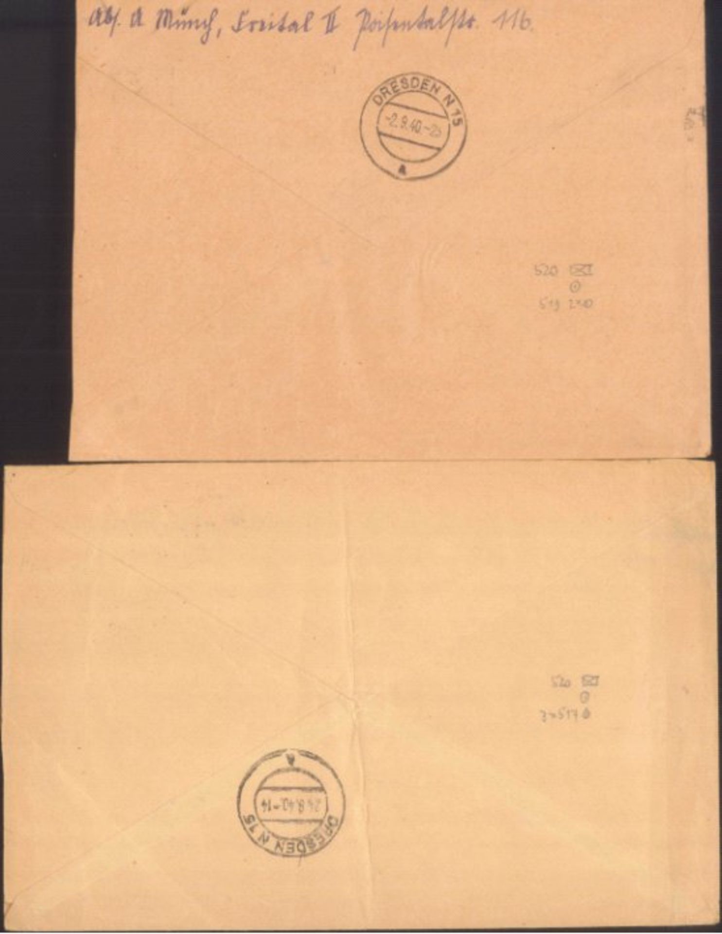 III. REICH 1940, KRIEGSMARINEEinschreiben von DIPPOLDISWALDE an das WEHRBEZIRKSKOMMANDODRESDEN III - - Image 2 of 2