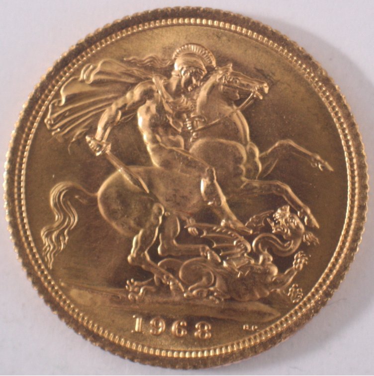 Goldmünze, 1 Sovereign, Elizabeth II, 1968Junge Elisabeth II mit Blätterkranz und Haarschleife, - Image 2 of 2