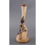 Vase Frankreich um 1900Farbloses Glas mit Pulvereinschmelzungen und BronzeApplikationen,