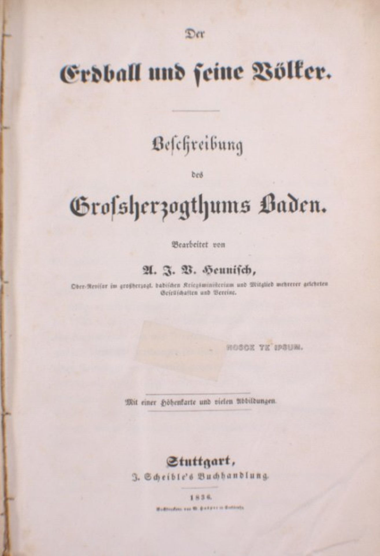 Der Erdball und seine Völker, Großherzogtum Baden, 1836Beschreibung des Großherzogthums Baden, - Bild 2 aus 3