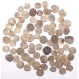 Osmanische Silbermünzen, ca. 80 StückAlles zusammen im Ledersäckchen, ca. Durchmesser 1,4 cm