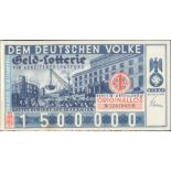 III. REICH, GELD-LOTTERIE für Arbeitsbeschaffung 1934gebrauchtes ORIGINALLOS NO. 1241049 Serie IV