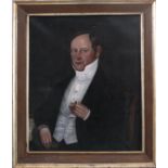 Biedermeier Portrait um 1800/1820Öl auf Leinwand, abgebildet ist ein Mann im Anzug mitZigarre, links