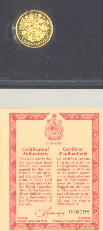 Canada, 100 Dollar Goldmünze von 197725 jähriges Regierungsjubiläum von Königin Elizabeth II.1/2 - Image 2 of 2