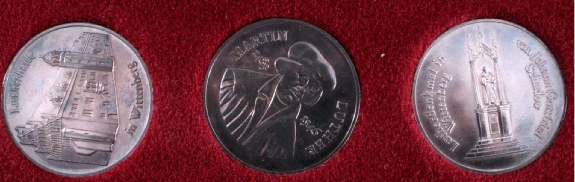3 Medaillen DDR, Silber, Martin Luther 1983Auflage 500 Stück, jede ca. 32,4g, Durchmesser 40mm,