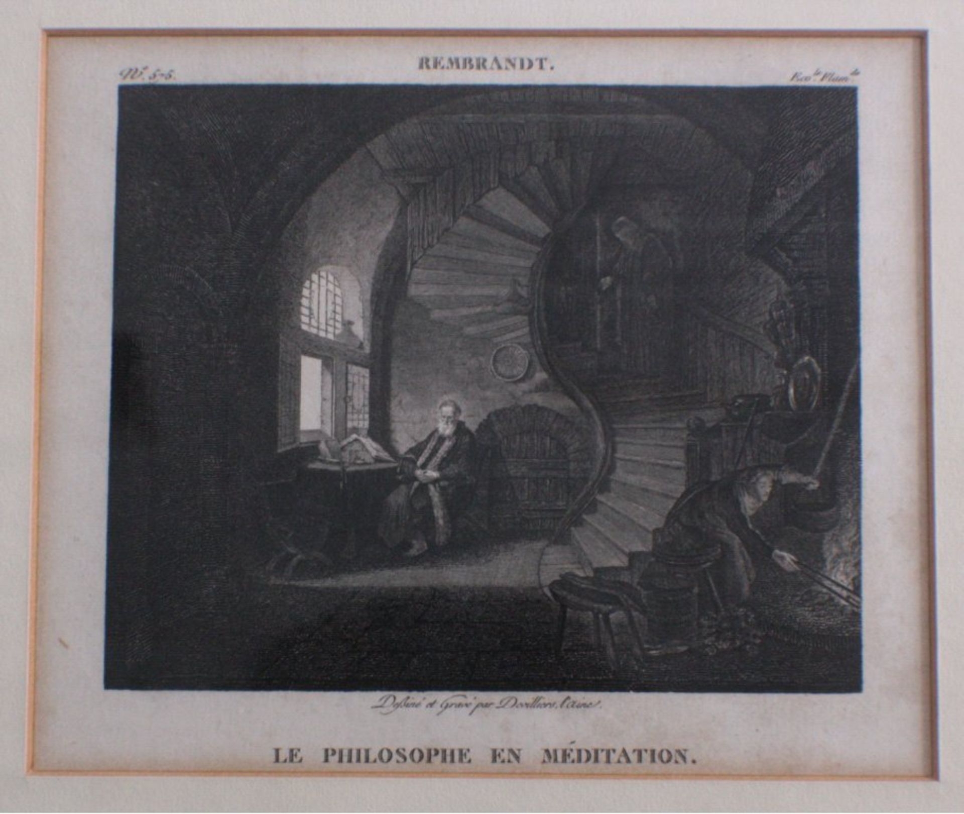 Rembrandt "Le Philosophe en Meditation"Radierung nach Rembrandt, Desine et Grave par - Bild 2 aus 2
