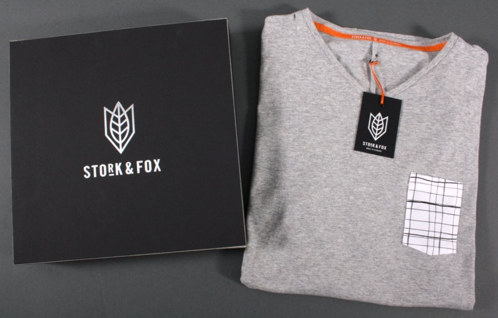 Stork & Fox T-SHIRT für Männer in grau, Größe LUnverkennbar Stork&Fox durch das orangene