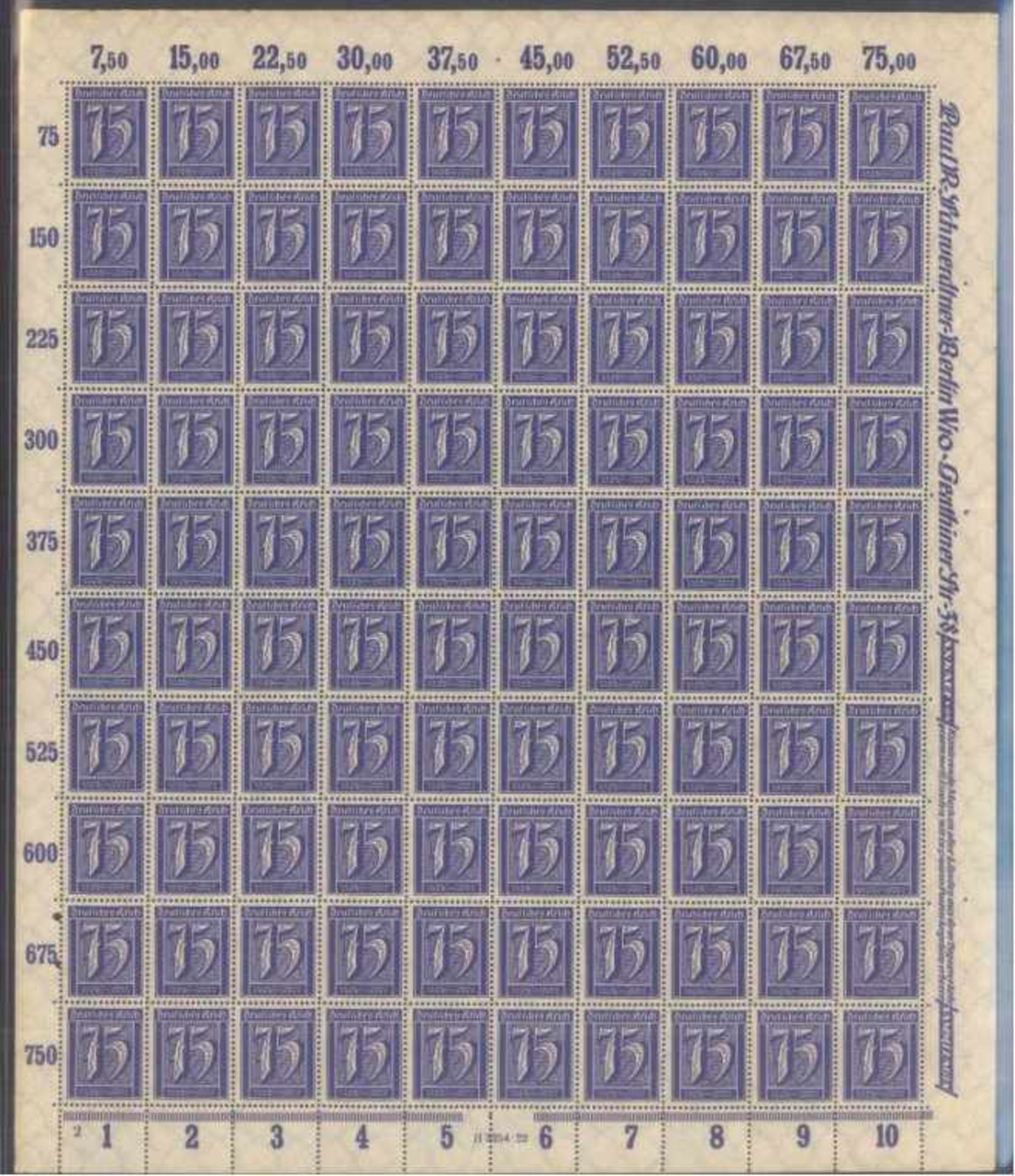 DEUTSCHES REICH INFLA 1921-1923, Bogensammlungpostfrische Sammlung von 24 kopmpletten Bogen.