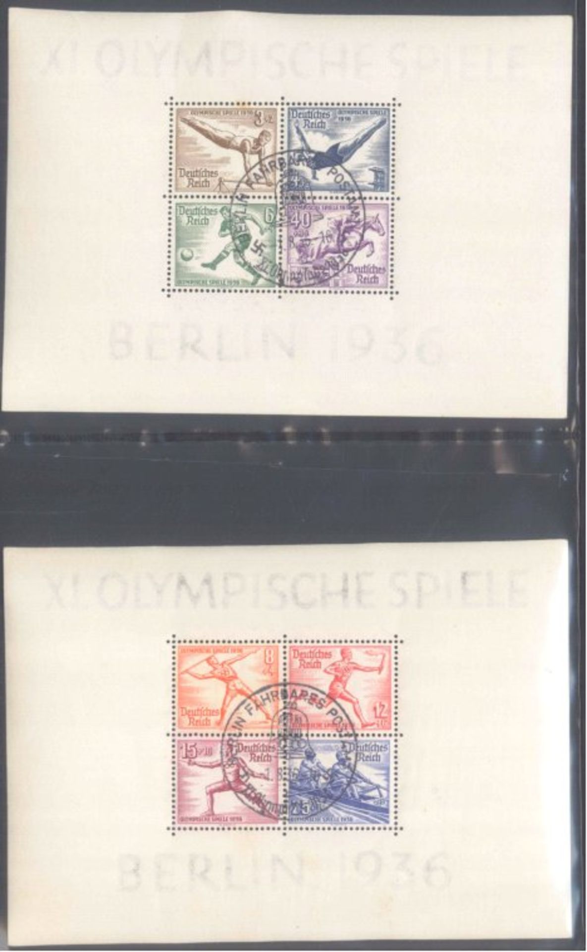 1936 III. REICH, OLYMPIADE - Blockpaar,Stempel-ERSTTAG!Michelnummern Block 5 und 6 je mit