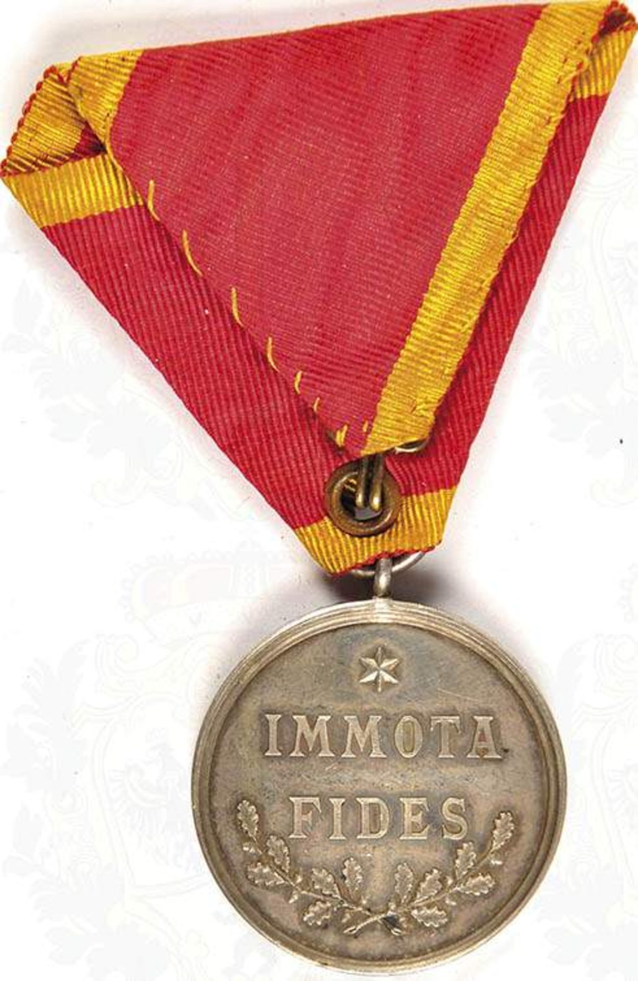 EHRENZEICHEN "IMMOTA FIDES" 1. KLASSE 1903-1918, Silber, Medaille, am Dreiecksband, OEK 604 < - Bild 2 aus 2