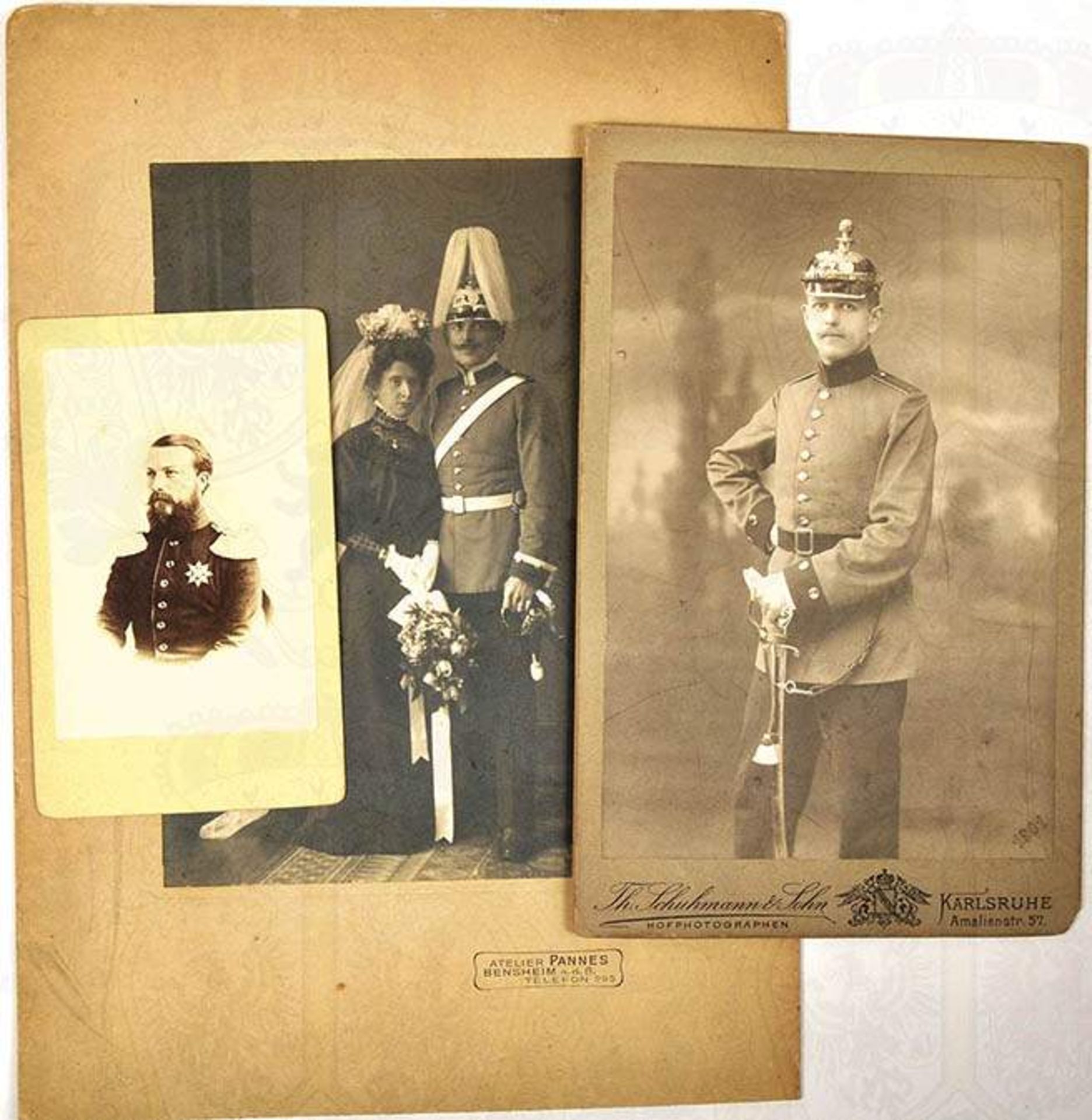 3 ATELIERFOTOS, Großherzog Friedrich I., (1826-1907), Halbportrait in Uniform, m. Bruststern, um