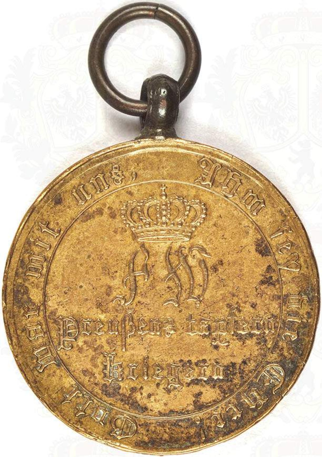 KRIEGSDENKMÜNZE 1815 FÜR KOMBATTANTEN, Bronze, m. Randschrift, Trage- u. Altersspuren < 1011811F,