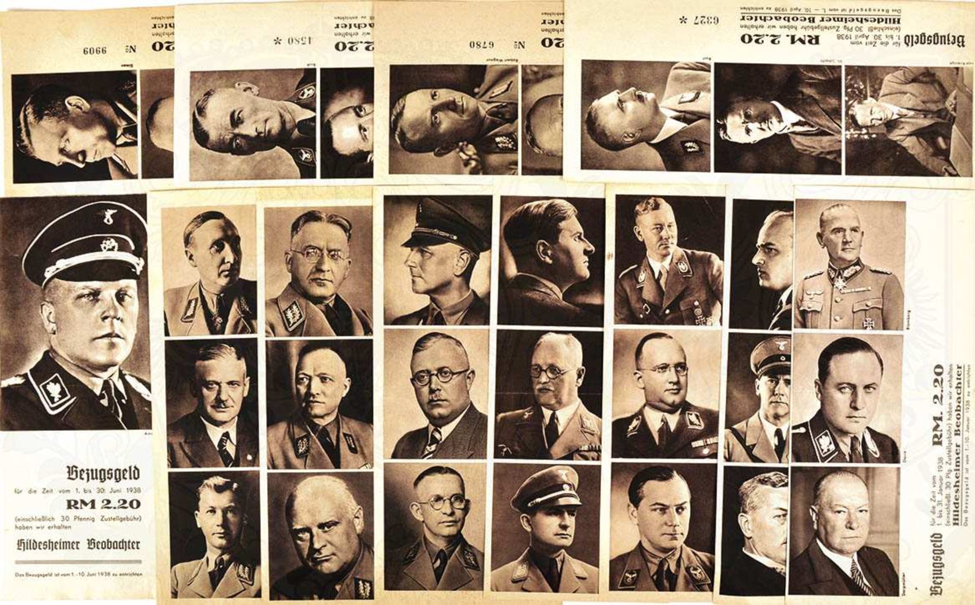 DAS FÜHRERKORPS DES 3. REICHES, Hildesheimer Beobachter 1937, 55 von 64 Einzelbildern, in 18 Blatt