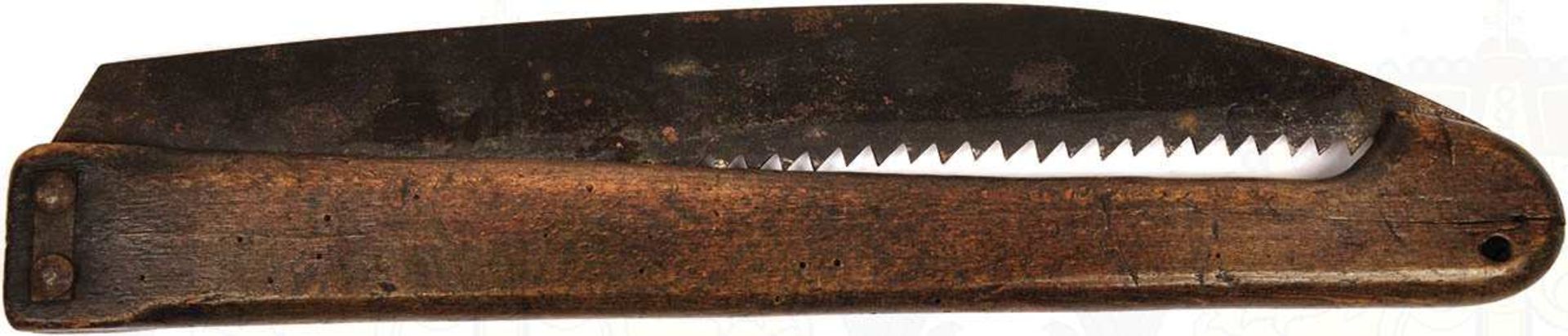 BAUMSÄGE, einklappbares Blatt, (i. d. Holzschaft), ges. L. 81 cm, um 1900 < 1004589F, Zustand: II, - Bild 2 aus 2
