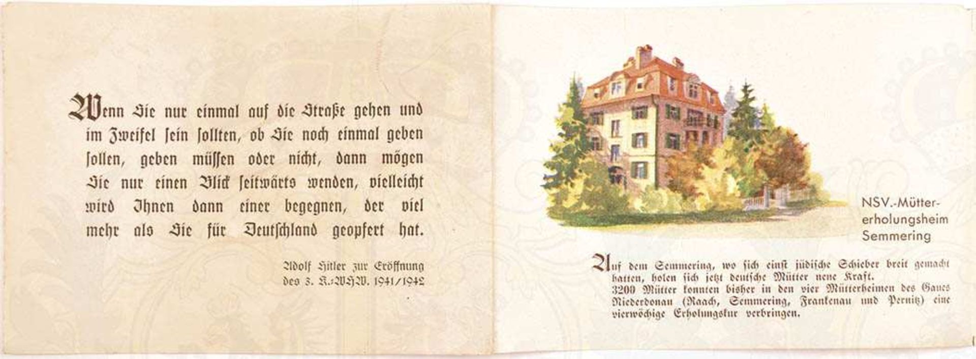 SPEISEKARTE, der 7. Internat. Kochkunst-Ausstellung Frankfurt/M., 13.10.1937, A 6-Doppelblatt, Titel - Image 2 of 2