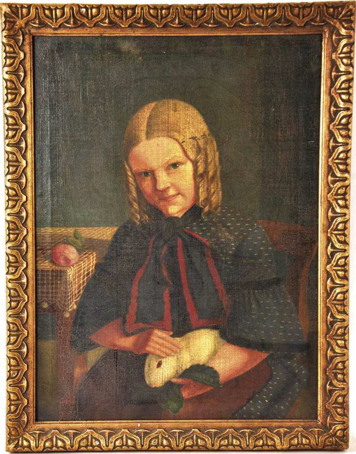 PORTRAIT EINES MÄDCHENS, Öl auf Leinwand, im Malstil der Nazarener, Frisur u. Kleidung um 1830,