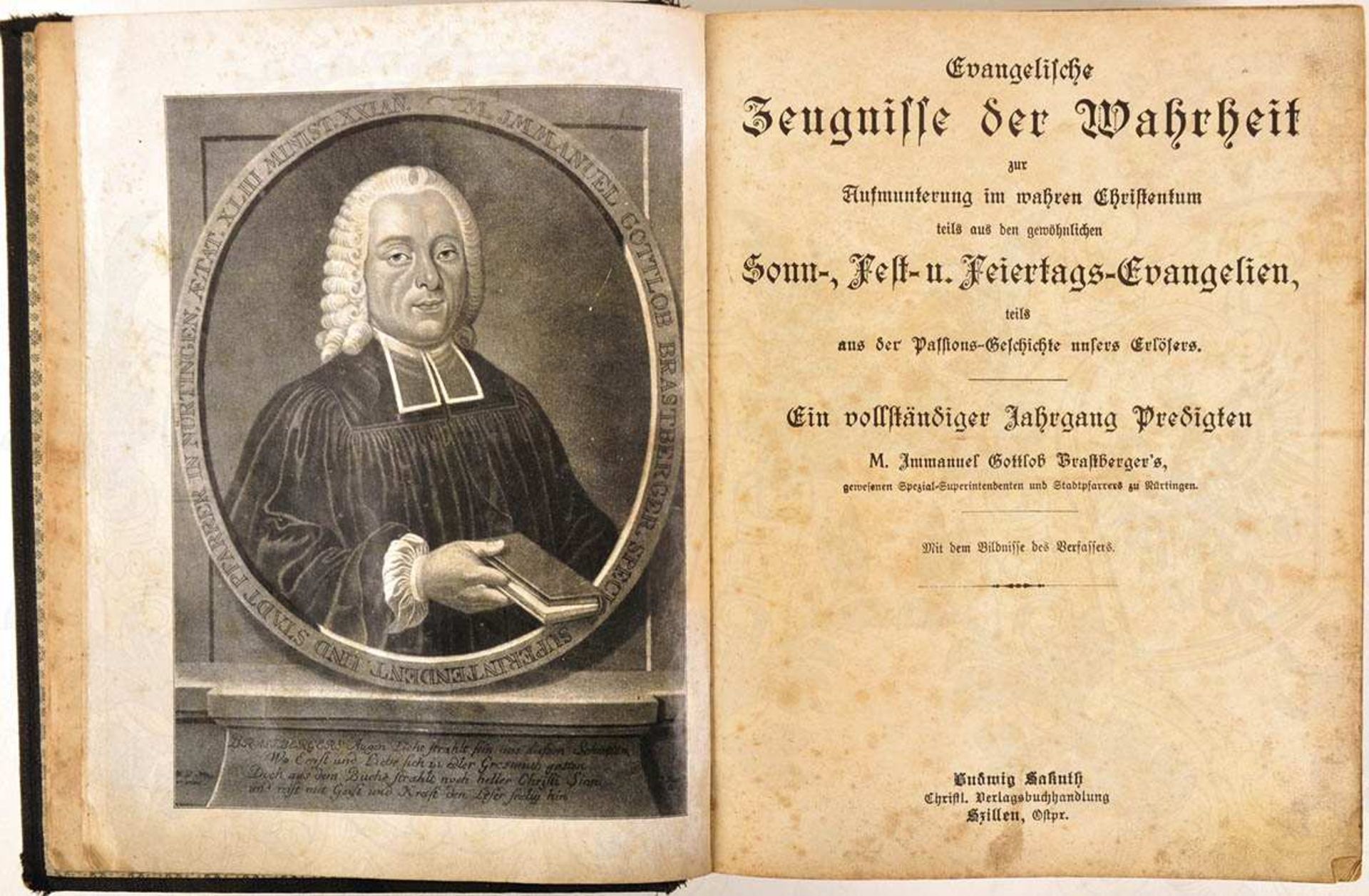 EVANGELISCHE ZEUGNISSE DER WAHRHEIT "...ein vollst. Jahrg. Predigten", I. G. Brastberger, Christ. V.