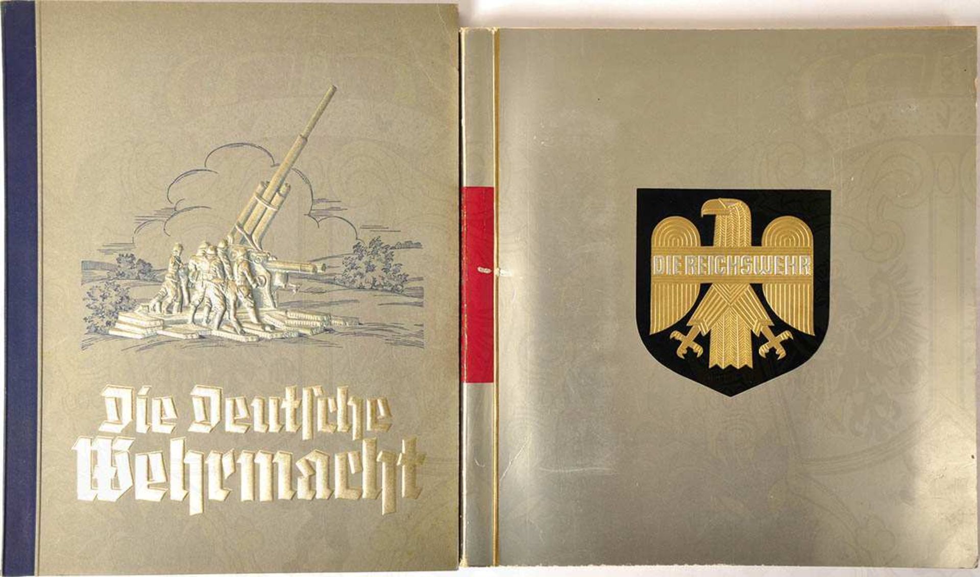 2 TITEL: "Die Reichswehr", 1933, im Schuber; "Die deutsche Wehrmacht", 1936, zus. 550 farb. Bilder