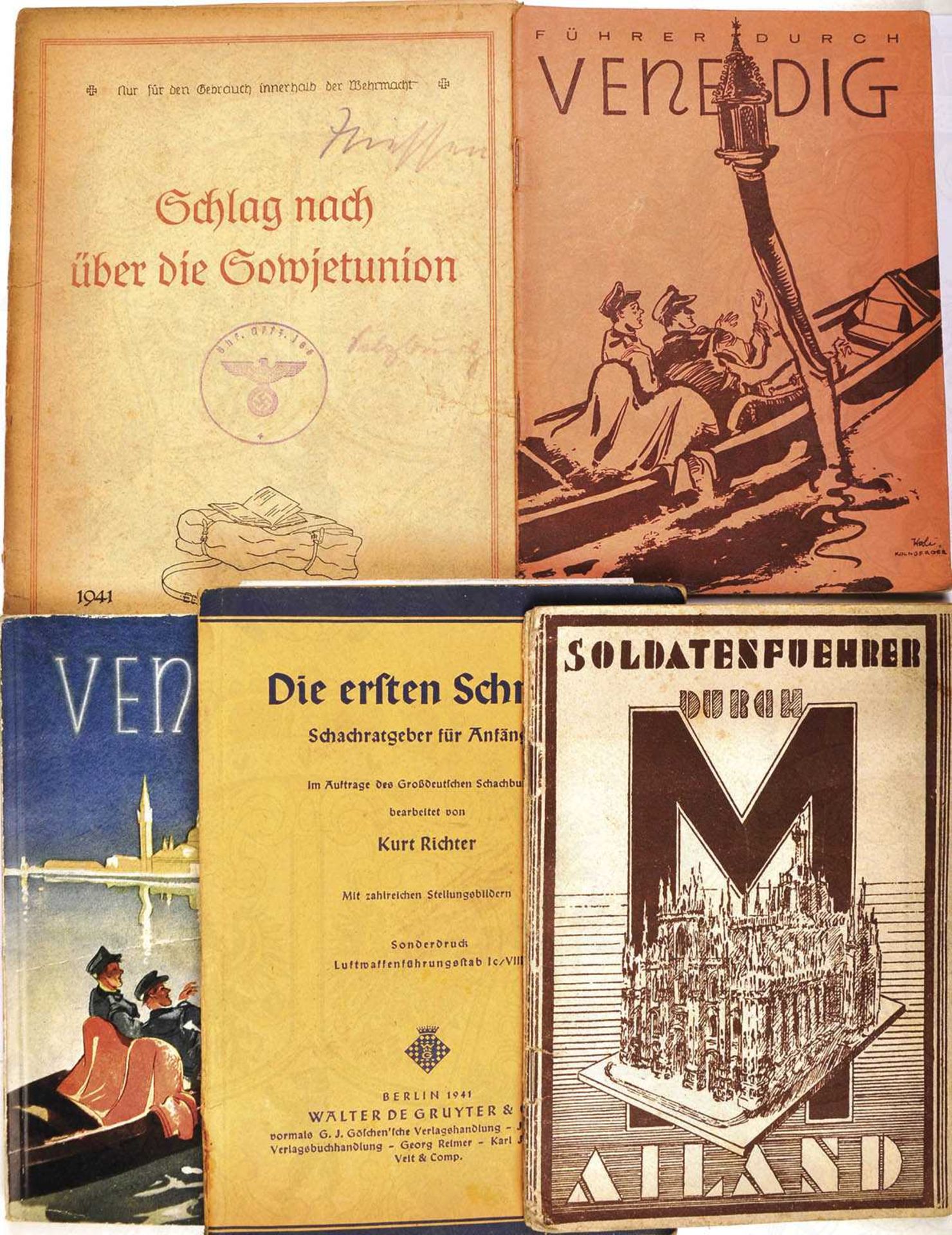 4 SOLDATEN-STADTFÜHRER FÜR ITALIEN: (2 x Venedig, Turin, Mailand), ill., je ca. 50 S.;